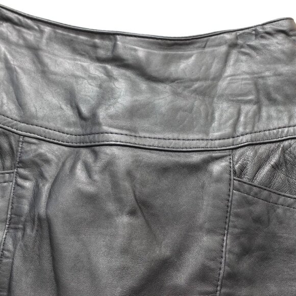 Black‎ Leather Skirt XS Pencil Midi Zip Back Genuine Edgy Punk Rock Corpcore - Picture 11 of 11